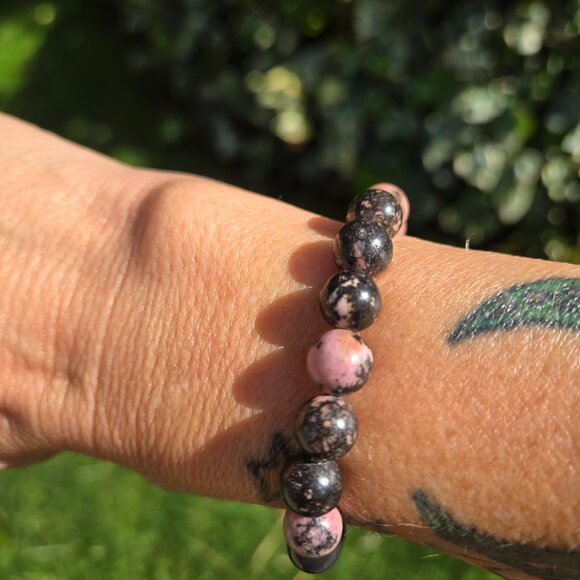 Rhodonite Gemstone Beaded Bracelets - Picture 7 of 9